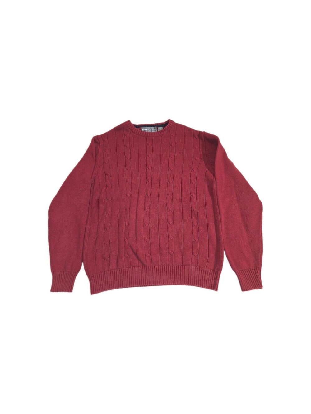 Oscar de la Renta Cable Knit Cotton Sweater Large Maroon Prep Fisherman Gorpcore